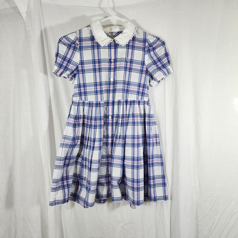 E-Land Kids Blue and White Plaid Dress
